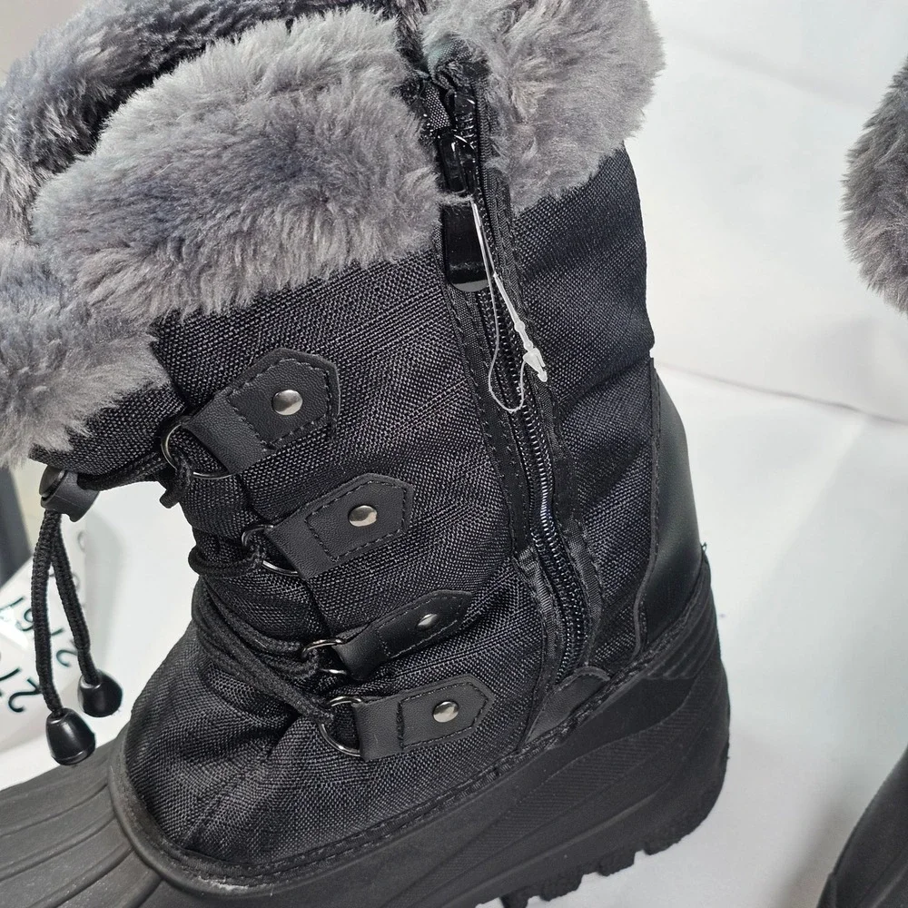 Dream Pairs Womens 6 Black Thinsulate Winter Snow Boots Fur Lined Waterproof New